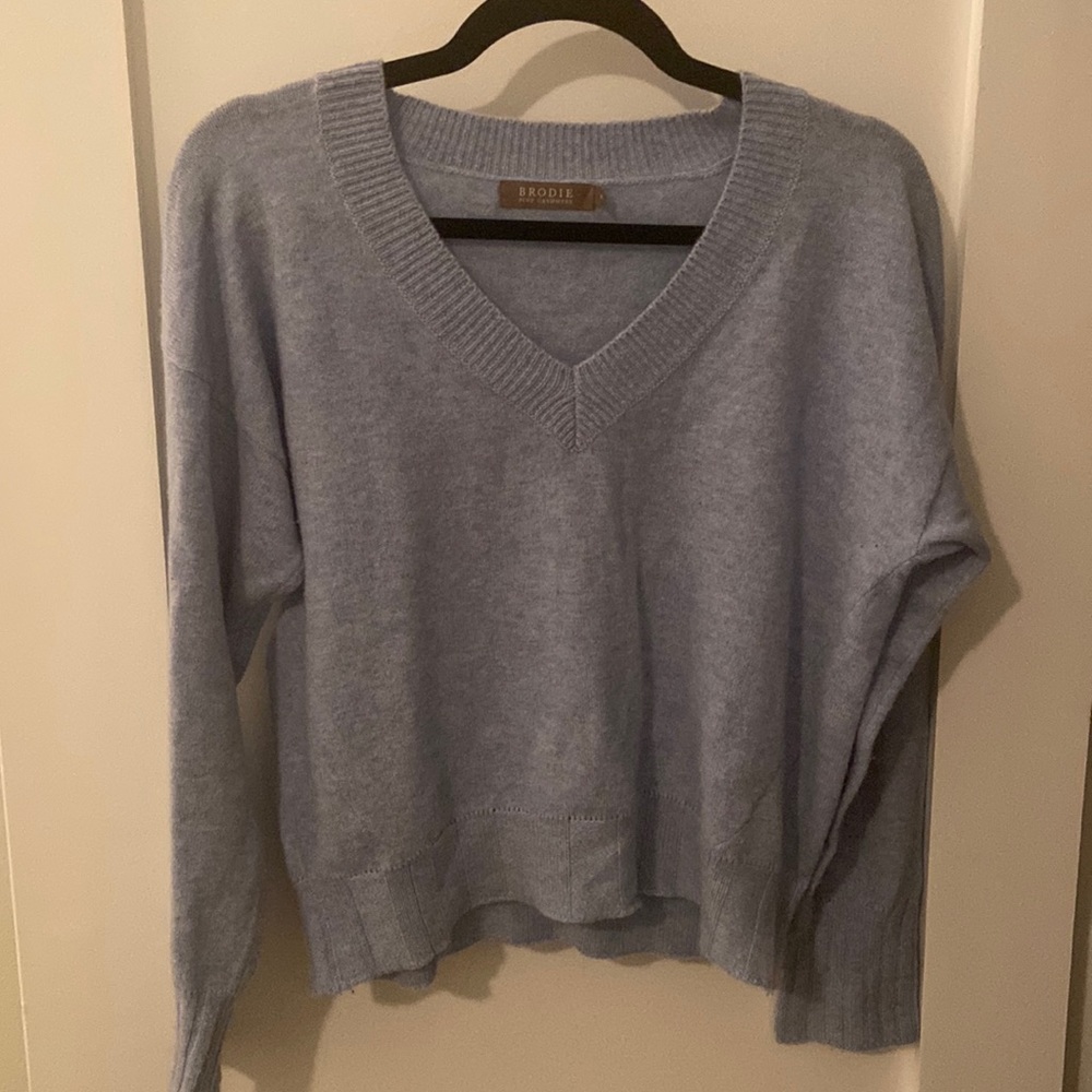 Light Blue Cashmere V-Neck Sweater